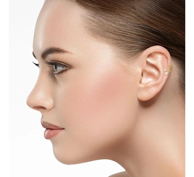ARO EAR CUFF DORADO DE PLATA 925 CON CIRCONES BRILLANTES - 2