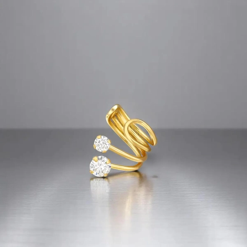 ARO EAR CUFF DORADO DE PLATA 925 CON CIRCONES BRILLANTES - 3