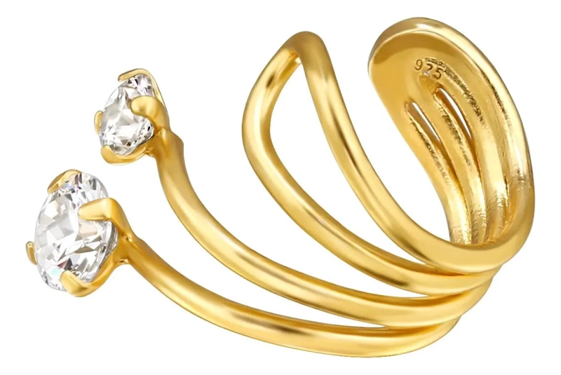 ARO EAR CUFF DORADO DE PLATA 925 CON CIRCONES BRILLANTES - 4