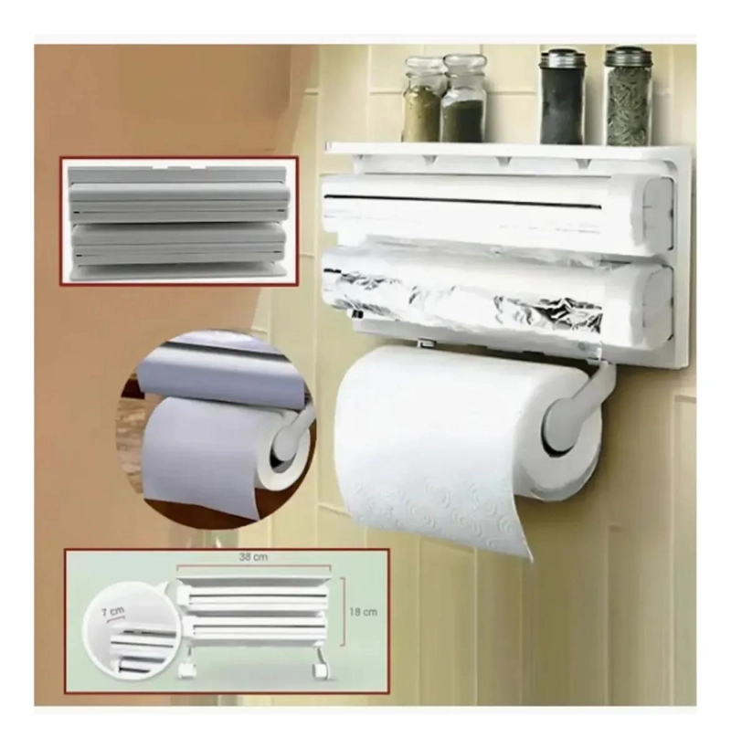 DISPENSADOR TRIPLE PARA TOALLAS DE COCINA CON DISEÑO MODERNO - 2