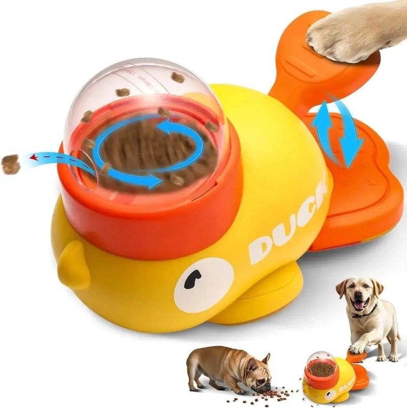 DISPENSADOR DE ALIMENTO INTERACTIVO PARA MASCOTAS AMARILLO - 4