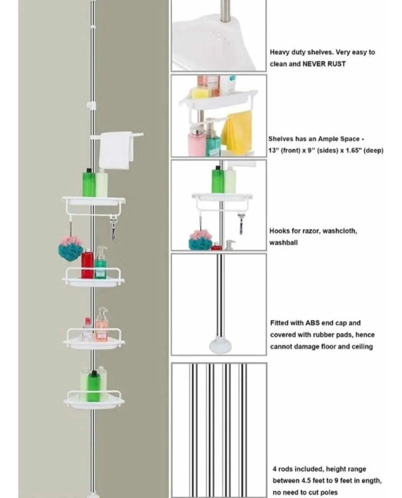 ESTANTERIA AJUSTABLE PARA DUCHA Y BAÑO HASTA 2.6M - 6