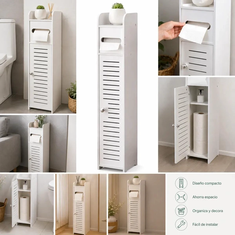 MUEBLE ORGANIZADOR ESQUINERO PARA BAÑO VERTICAL COMPACTO - 4