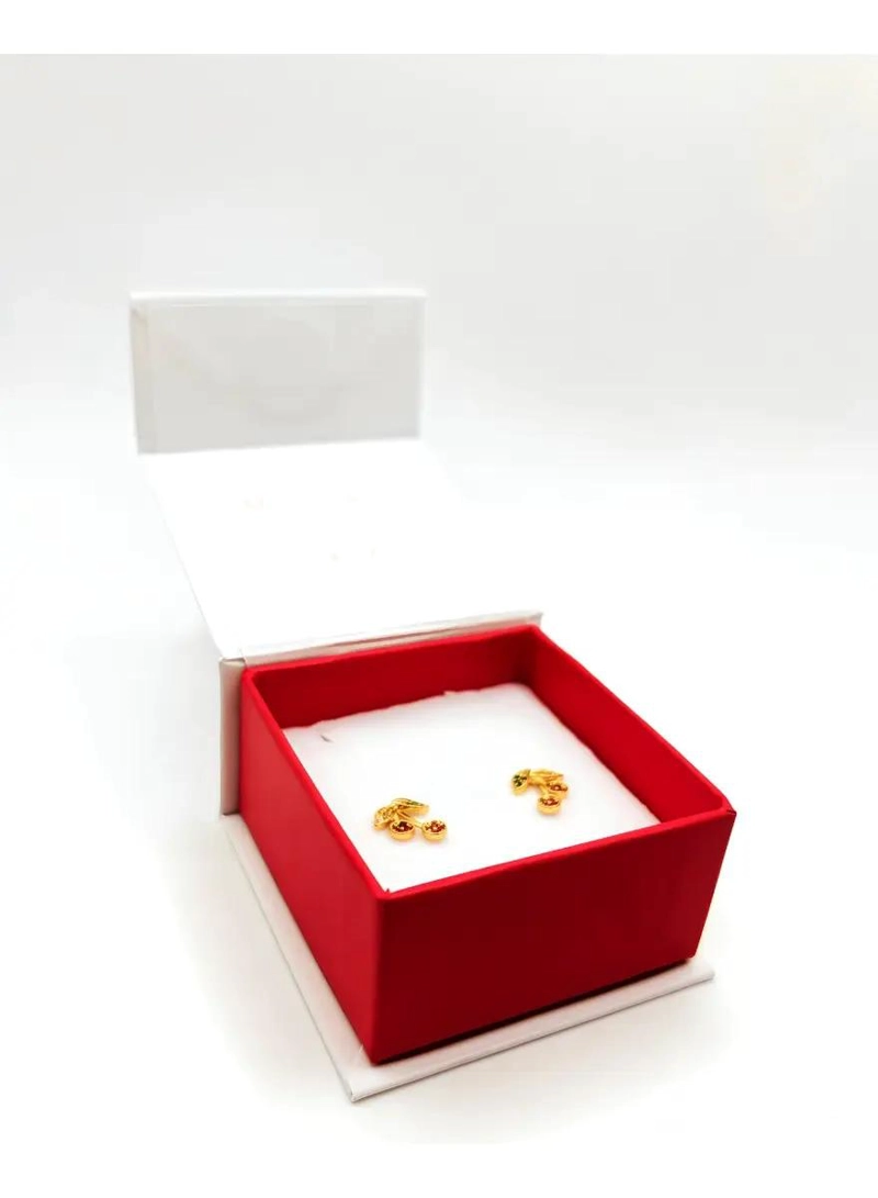 AROS DE CEREZA EN PLATA BAÑADOS EN ORO 18K PARA NIÑAS - 3