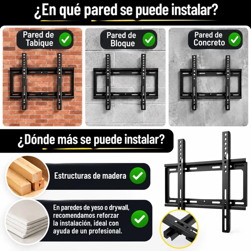 SOPORTE FIJO DE PARED PARA TELEVISORES DE 40 A 85 PULGADAS - 4