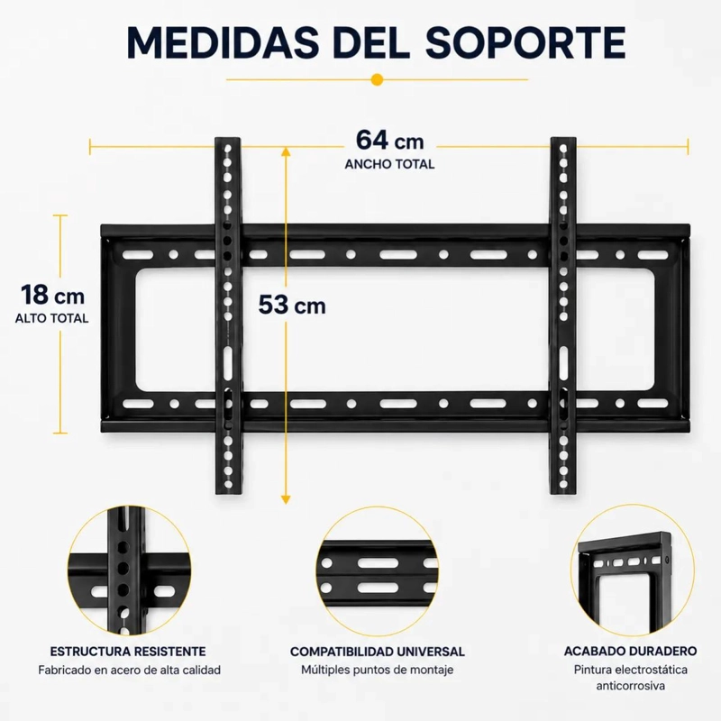 SOPORTE FIJO DE PARED PARA TELEVISORES DE 40 A 85 PULGADAS - 7