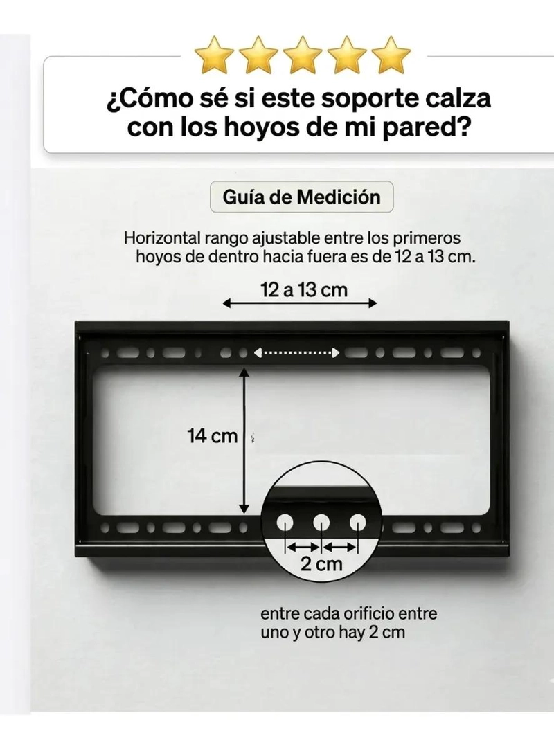 SOPORTE FIJO DE PARED PARA TV DE 26 A 63 PULGADAS HASTA 50 KG - 4