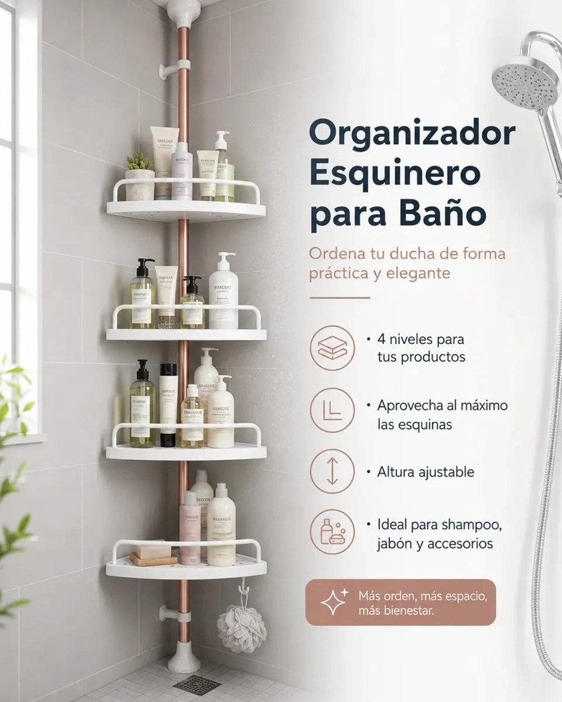 REPISA ESQUINERA TELESCOPICA DE 4 NIVELES PARA BAÑO - 2