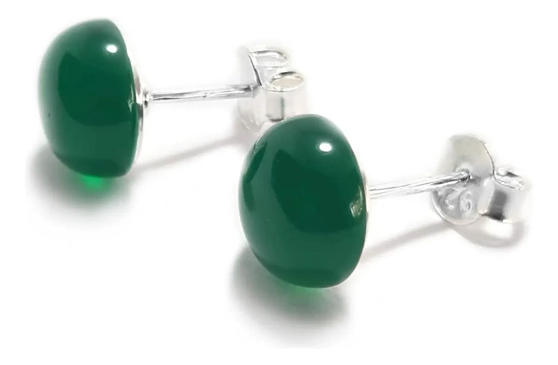 AROS ONIX VERDE 9MM EN PLATA FINA 925 ELEGANTES - 2