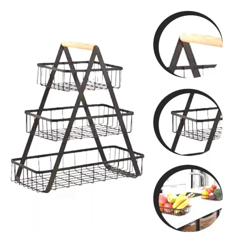 CANASTA ORGANIZADORA DE FRUTAS Y VERDURAS DE 3 NIVELES - 1
