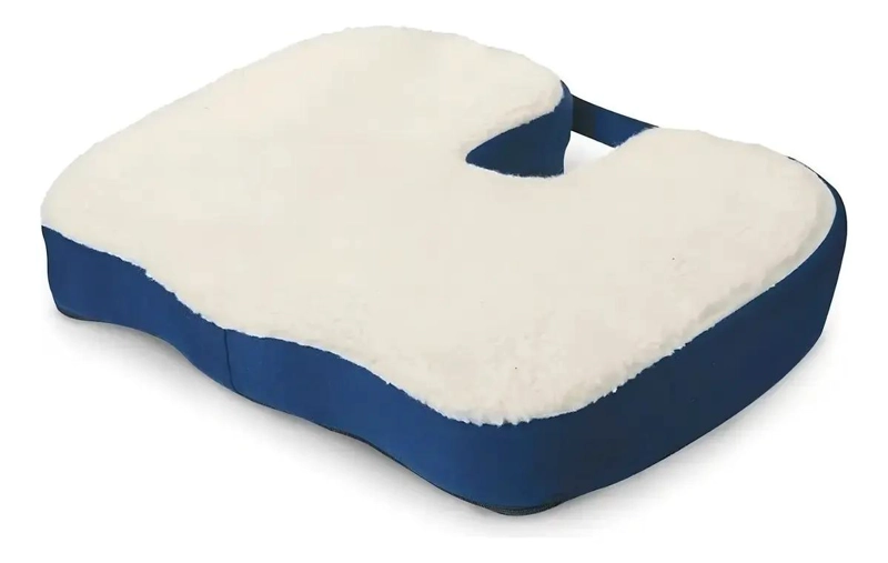 COJIN LUMBAR VISCOELASTICO Y GEL PARA ASIENTOS AZUL-BLANCO - 1