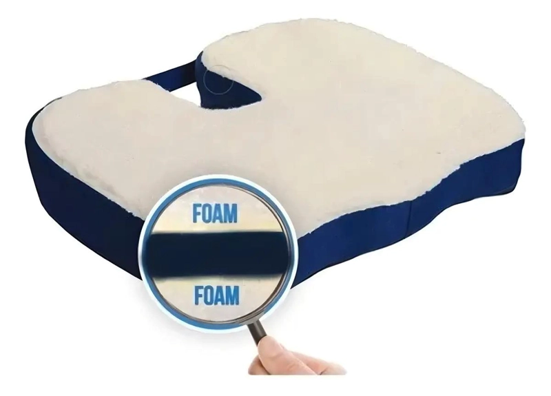COJIN LUMBAR VISCOELASTICO Y GEL PARA ASIENTOS AZUL-BLANCO - 2