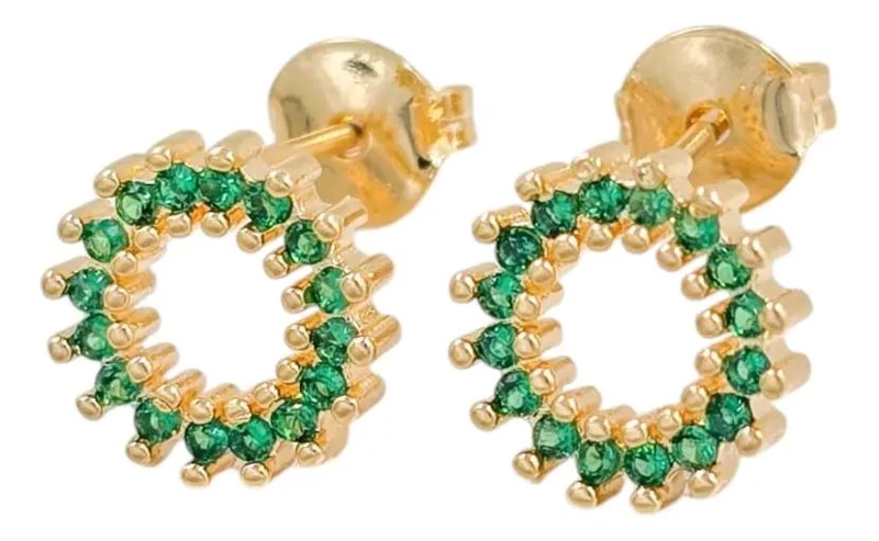 ARETES RAINBOW VERDE EN ORO LAMINADO 18K CON ACABADO FINO - 1