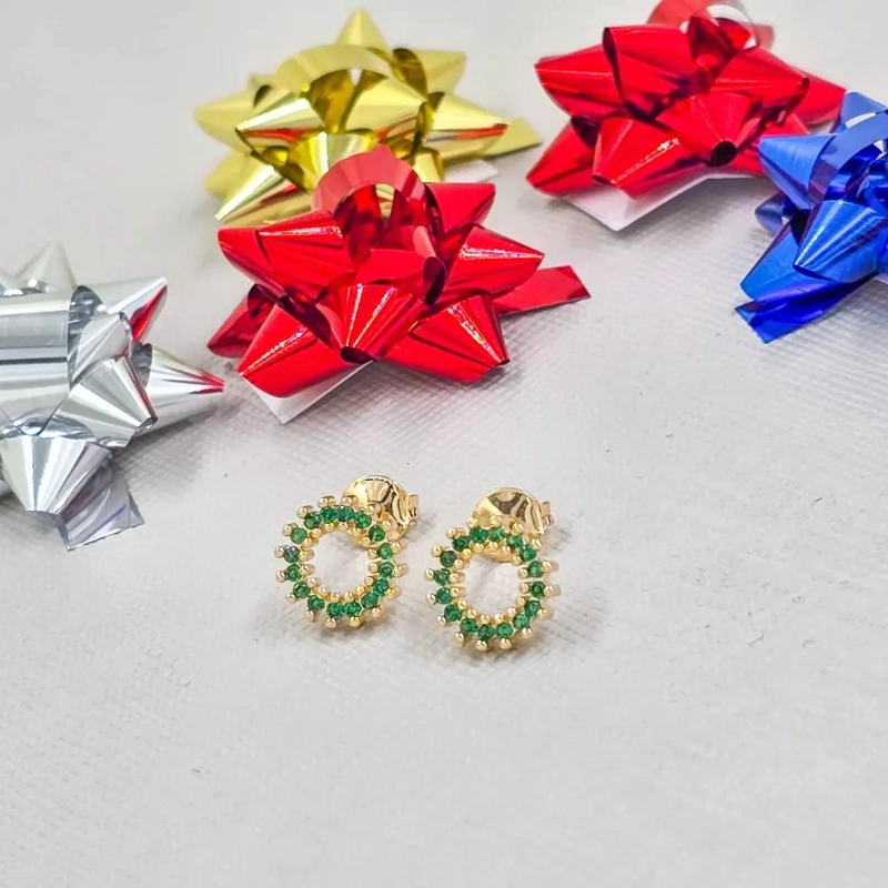 ARETES RAINBOW VERDE EN ORO LAMINADO 18K CON ACABADO FINO - 2