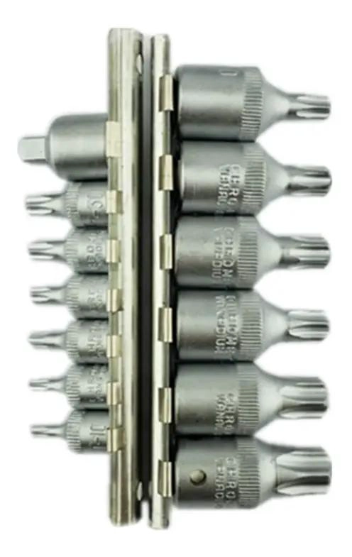 JUEGO DE DADOS TORX MACHO 15 PIEZAS DE CROMO VANADIO - 1