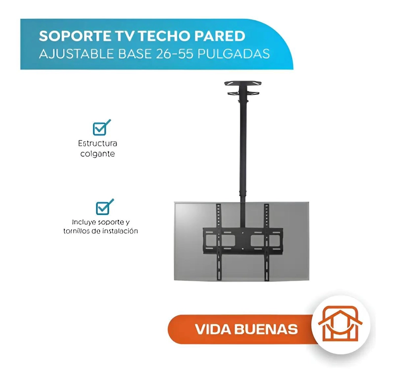 SOPORTE DE TECHO PARA TELEVISORES DE 26 A 55 PULGADAS COLOR NEGRO - 3