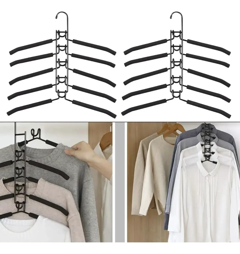 COLGADORES DE ROPA ANTIDESLIZANTES PACK DE 2 PERCHAS MULTICAPA - 1