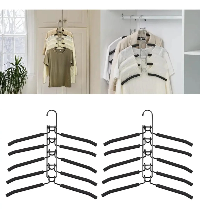 COLGADORES DE ROPA ANTIDESLIZANTES PACK DE 2 PERCHAS MULTICAPA - 2
