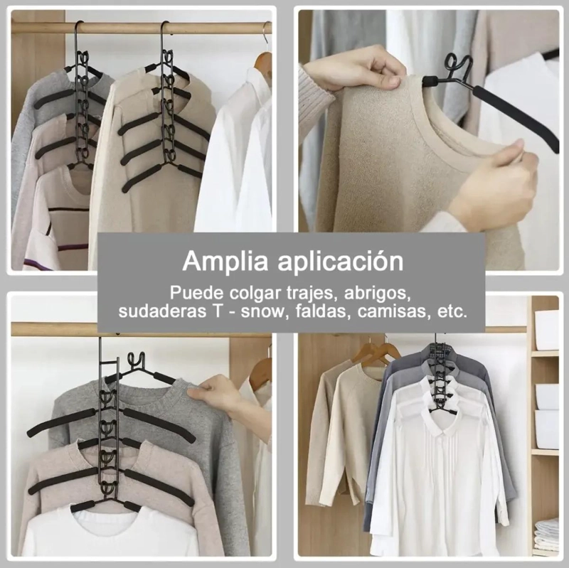 COLGADORES DE ROPA ANTIDESLIZANTES PACK DE 2 PERCHAS MULTICAPA - 3