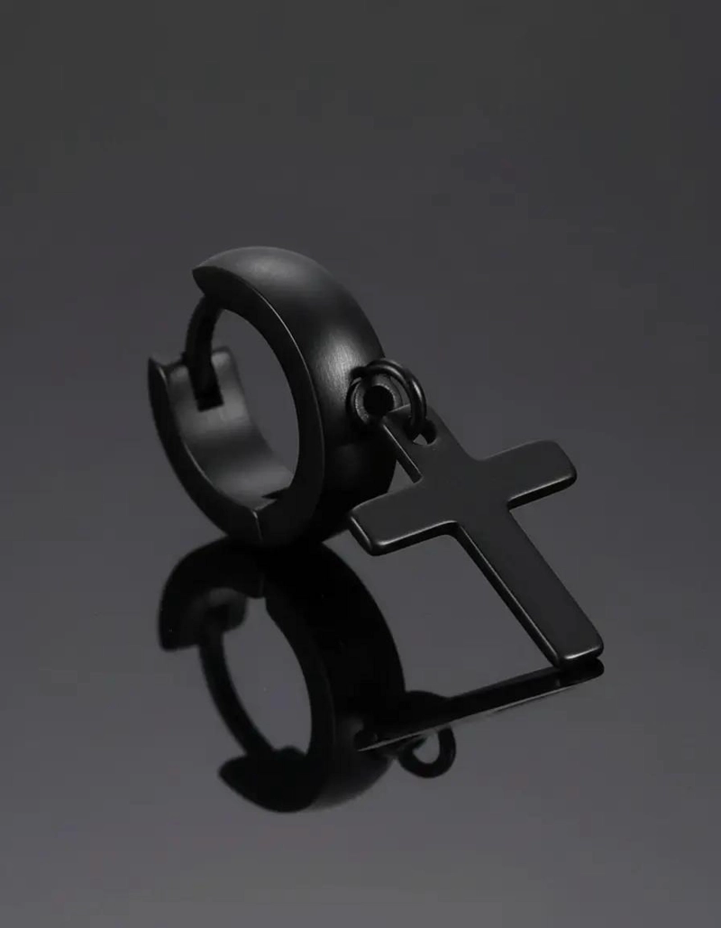AROS DE ARGOLLA CON CRUZ EN ACERO INOXIDABLE UNISEX - 8