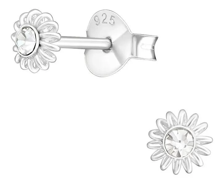MINI AROS DE PLATA 925 CON DISEÑO FLORAL PARA PERFORACIONES - 1