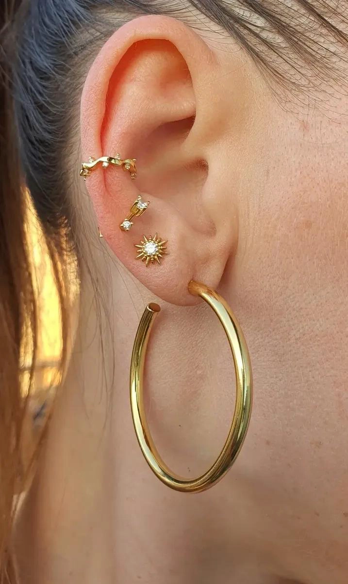ARGOLLAS DORADAS DE 40 MM EN PLATA 925 CHAPADA EN ORO - 2
