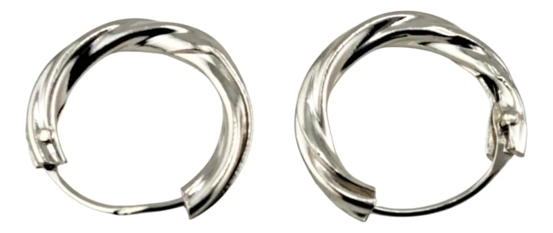 AROS DE PLATA 925 BISELADOS Y ENROSCADOS ELEGANTES - 1