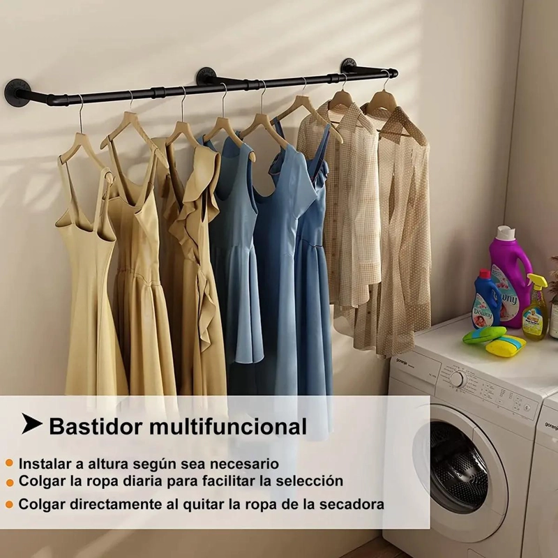 PERCHERO DE PARED INDUSTRIAL DE METAL PARA ROPA Y ACCESORIOS - 3