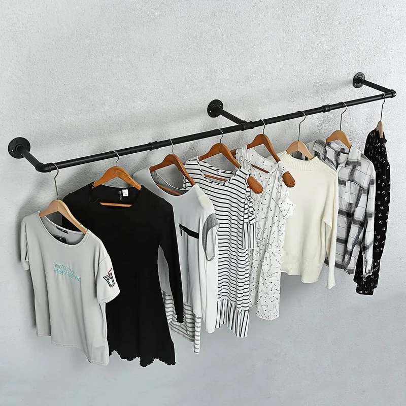 PERCHERO DE PARED INDUSTRIAL DE METAL PARA ROPA Y ACCESORIOS - 8