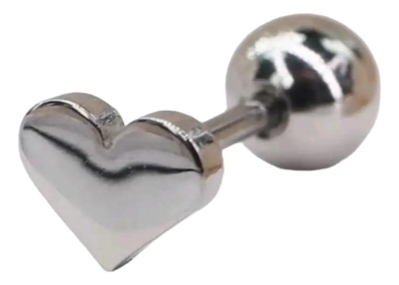 AROS PEQUEÑOS PARA NIÑA EN FORMA DE CORAZON CON TOPE DE ACERO QUIRURGICO Y BAÑO - 1