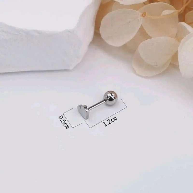 AROS PEQUEÑOS PARA NIÑA EN FORMA DE CORAZON CON TOPE DE ACERO QUIRURGICO Y BAÑO - 6
