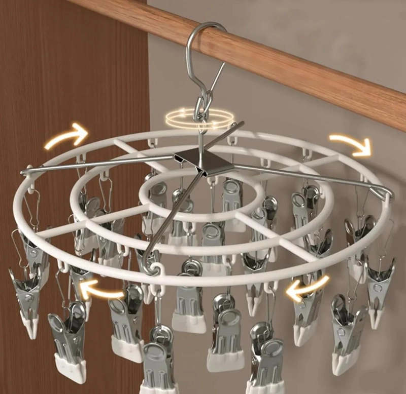 COLGADOR PLEGABLE DE CALCETINES Y ROPA INTERIOR CON 24 CLIPS - 6