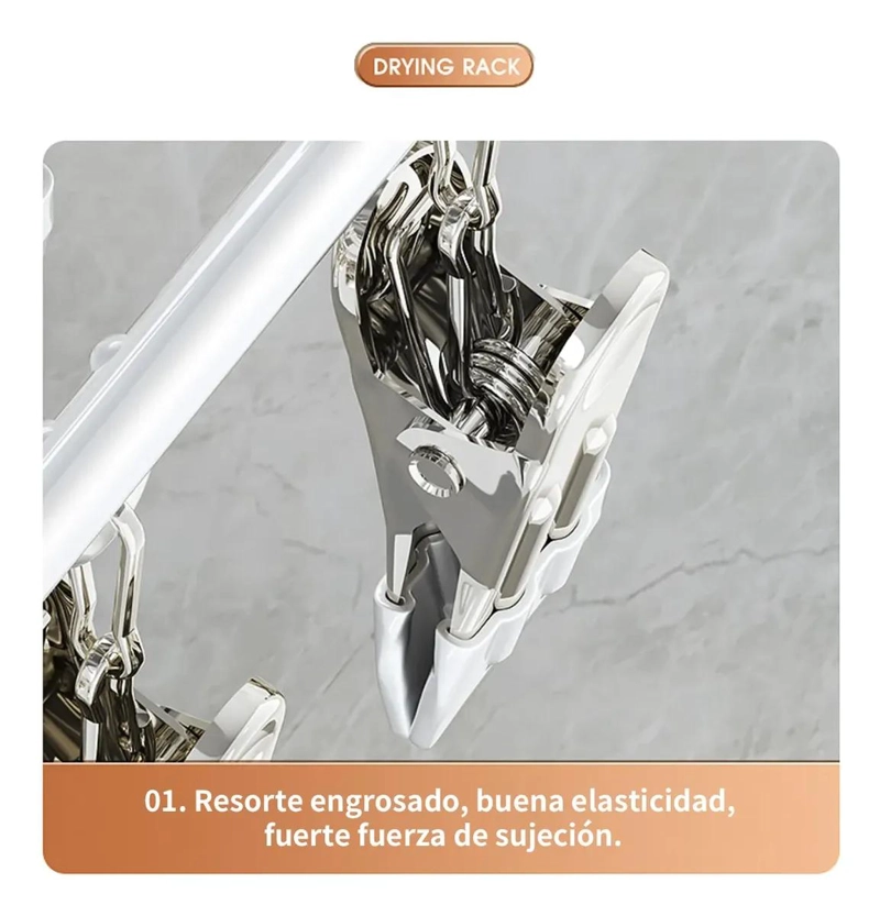 COLGADOR PLEGABLE DE CALCETINES Y ROPA INTERIOR CON 24 CLIPS - 9