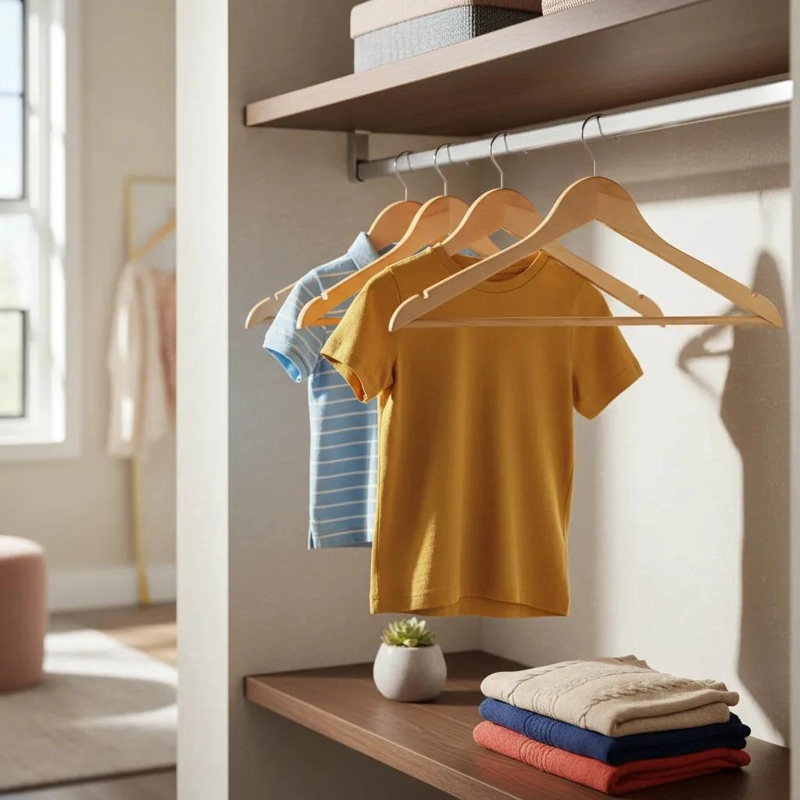 PACK DE 20 COLGADORES DE MADERA PARA ROPA INFANTIL - 1