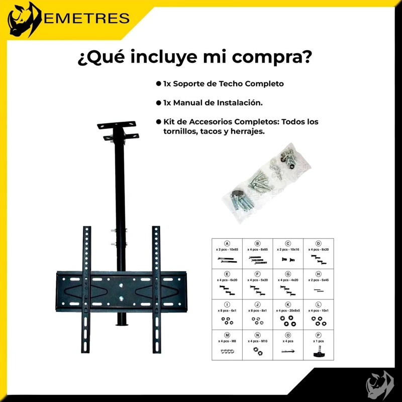 SOPORTE DE TECHO PARA TELEVISORES DE 26 A 60 PULGADAS - 10