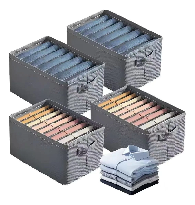 PACK DE 4 ORGANIZADORES DE ROPA CON 7 DIVISORES CUADRADOS - 1