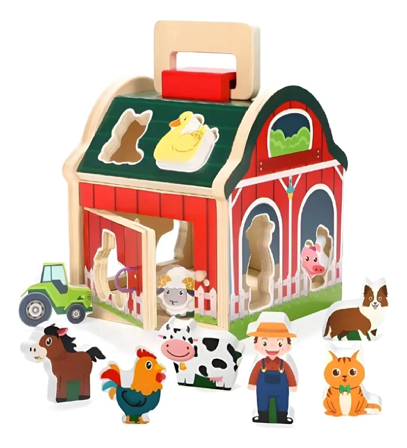 JUGUETE DIDACTICO DE MADERA GRANJA CON ANIMALES PARA NIÑOS - 1