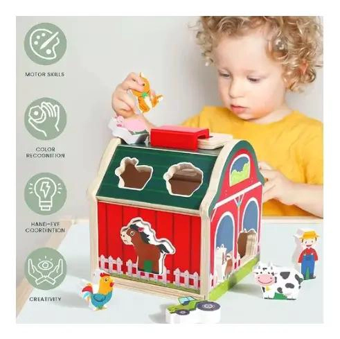 JUGUETE DIDACTICO DE MADERA GRANJA CON ANIMALES PARA NIÑOS - 3