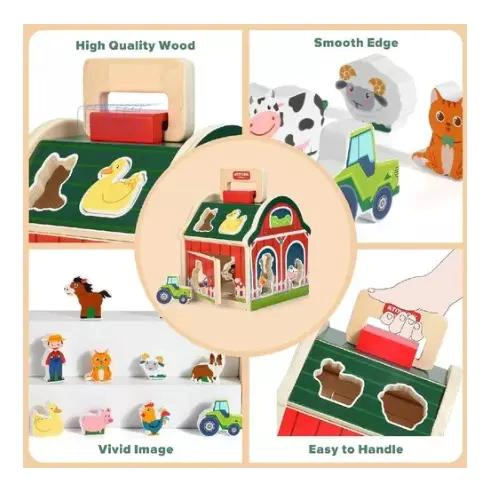JUGUETE DIDACTICO DE MADERA GRANJA CON ANIMALES PARA NIÑOS - 4