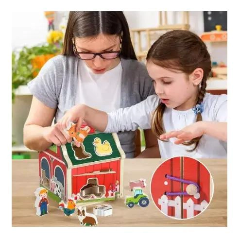 JUGUETE DIDACTICO DE MADERA GRANJA CON ANIMALES PARA NIÑOS - 6