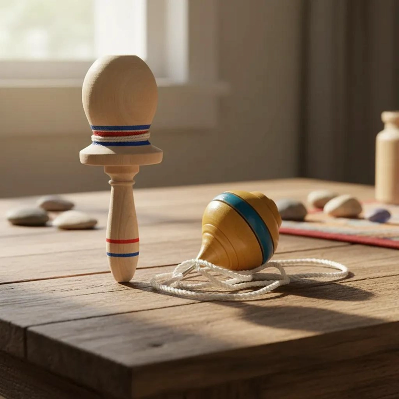 JUEGO TRADICIONAL EMBOQUE Y TROMPO CHILENO DE MADERA - 2