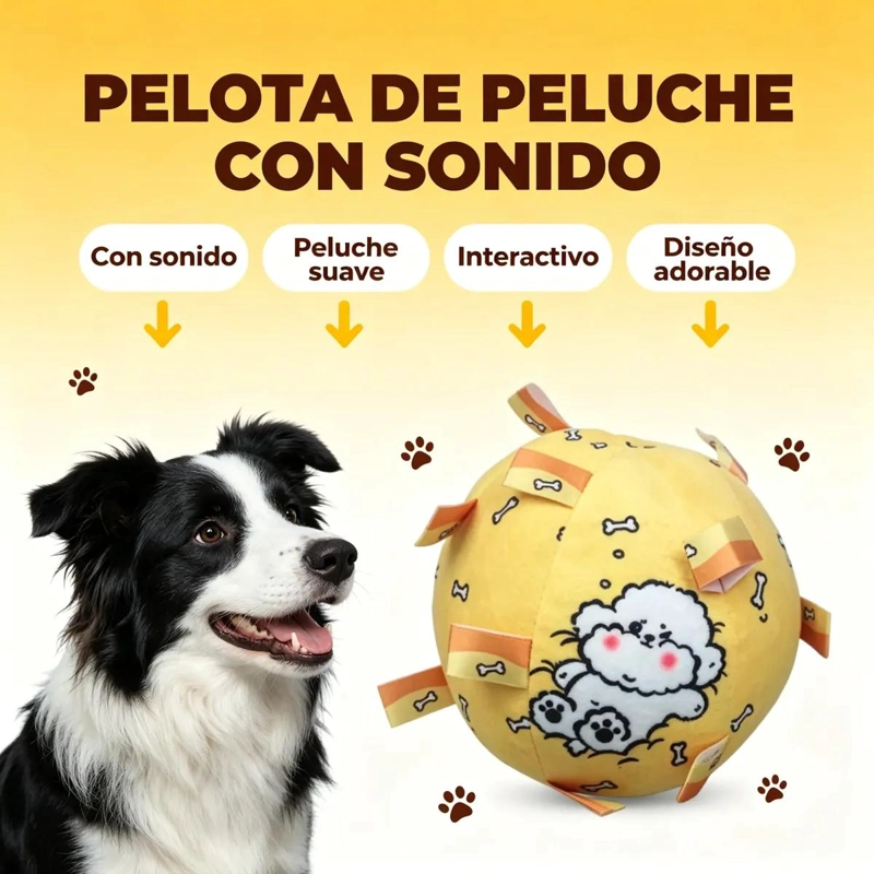 PELOTA DE PELUCHE SONORA PARA PERROS DE TODOS LOS TAMAÑOS - 3