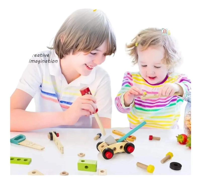 CAJA DE HERRAMIENTAS DE MADERA PARA NIÑOS, JUGUETE EDUCATIVO - 2