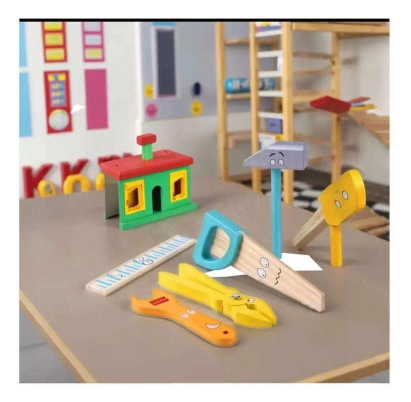 CAJA DE HERRAMIENTAS DE MADERA PARA NIÑOS, JUGUETE EDUCATIVO - 9