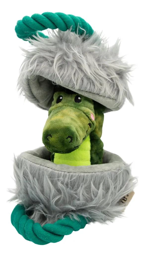 PELUCHE COCODRILO SUAVE CON CUERDAS Y SQUEAKER PARA PERROS - 1