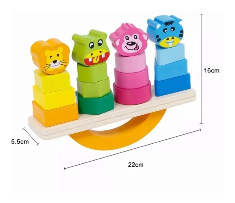 JUGUETE DE EQUILIBRIO DE MADERA PARA NIÑOS CON BLOQUES COLORIDOS - 10