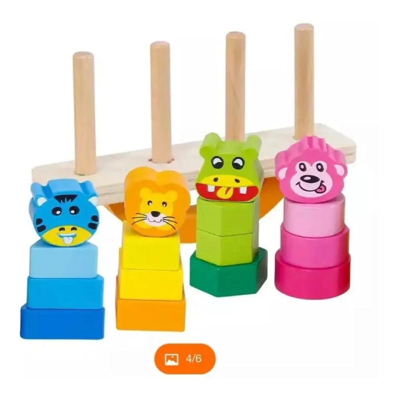 JUGUETE DE EQUILIBRIO DE MADERA PARA NIÑOS CON BLOQUES COLORIDOS - 3