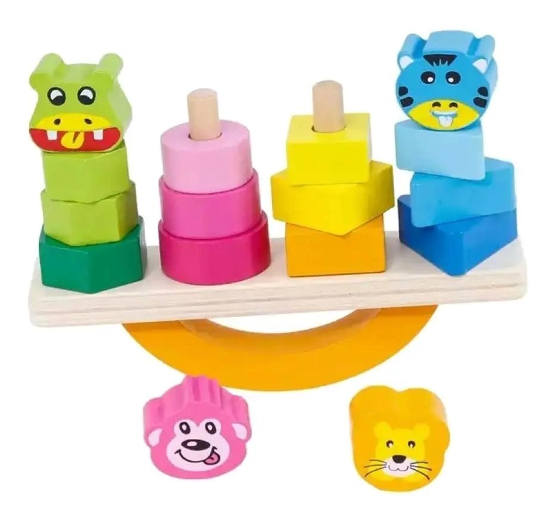 JUGUETE DE EQUILIBRIO DE MADERA PARA NIÑOS CON BLOQUES COLORIDOS - 4