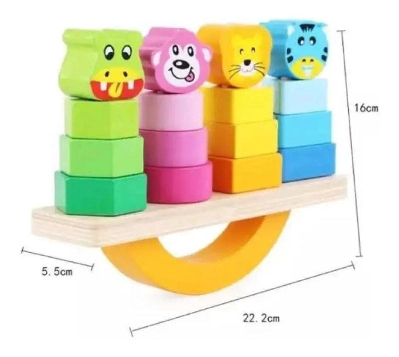 JUGUETE DE EQUILIBRIO DE MADERA PARA NIÑOS CON BLOQUES COLORIDOS - 5