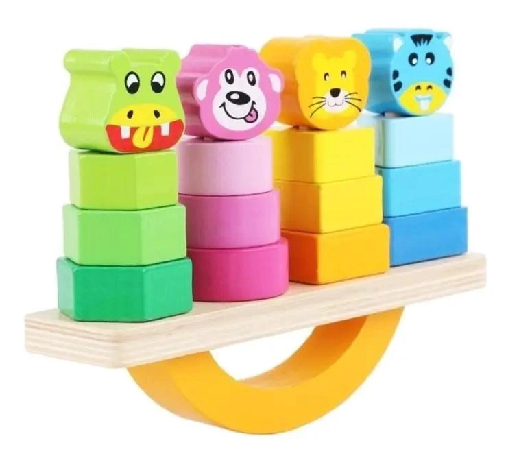 JUGUETE DE EQUILIBRIO DE MADERA PARA NIÑOS CON BLOQUES COLORIDOS - 6